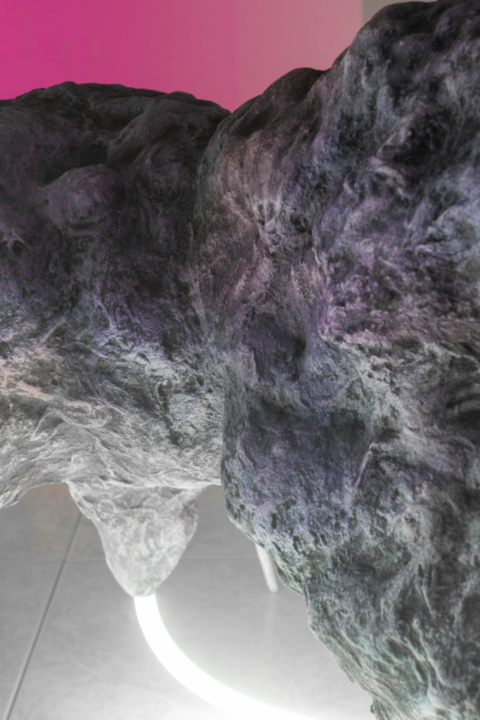 I wonder who you were when you weren’t there, 2019 - Epoxy resin, polyurethane resin, polystirene, cellulose, ceramics, acrylics, spray, paint, flexible Led light - Francesco Pacelli - courtesy of the artist