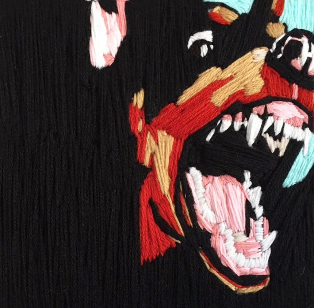 Cane sciolto - ricamo in filo di lana su tela 2019 - 40x40cm - Federico Caputo - courtesy of the artist