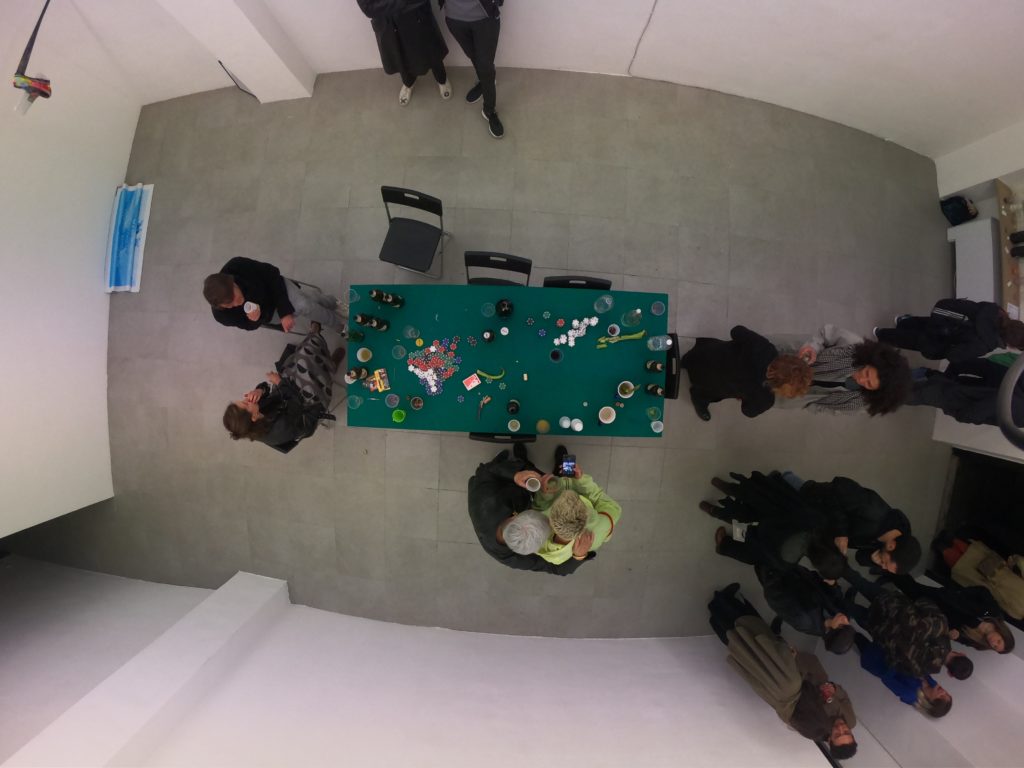 “White and black stripes and a red nose (The game)”, 2019, table, various objects, variable dimensions - Davide Sgambaro - courtesy of the artist