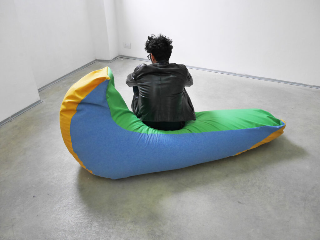 poltrona Sofà - tela antimacchia , imbottitura di poliestere, filo di cotone - installation views at Associazione Barriera - Federico Caputo - 2019 - courtesy of the artist