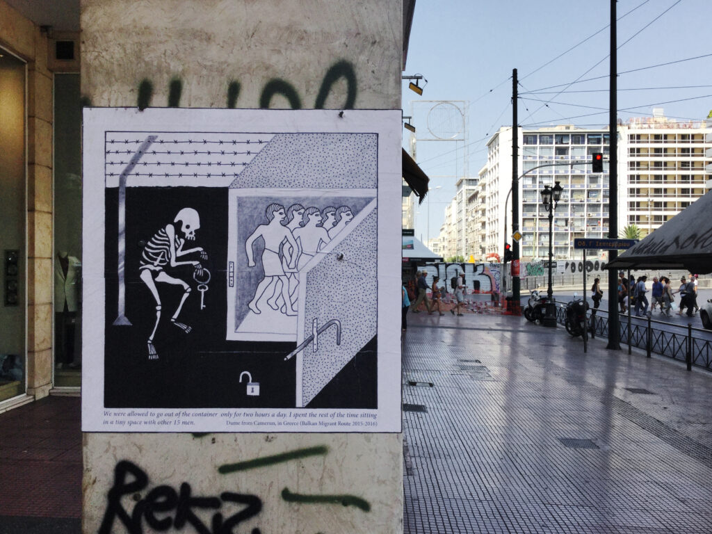 The game - Balkan migrant route, Atene, 2019 - Guerrilla Spam - courtesy of the artists