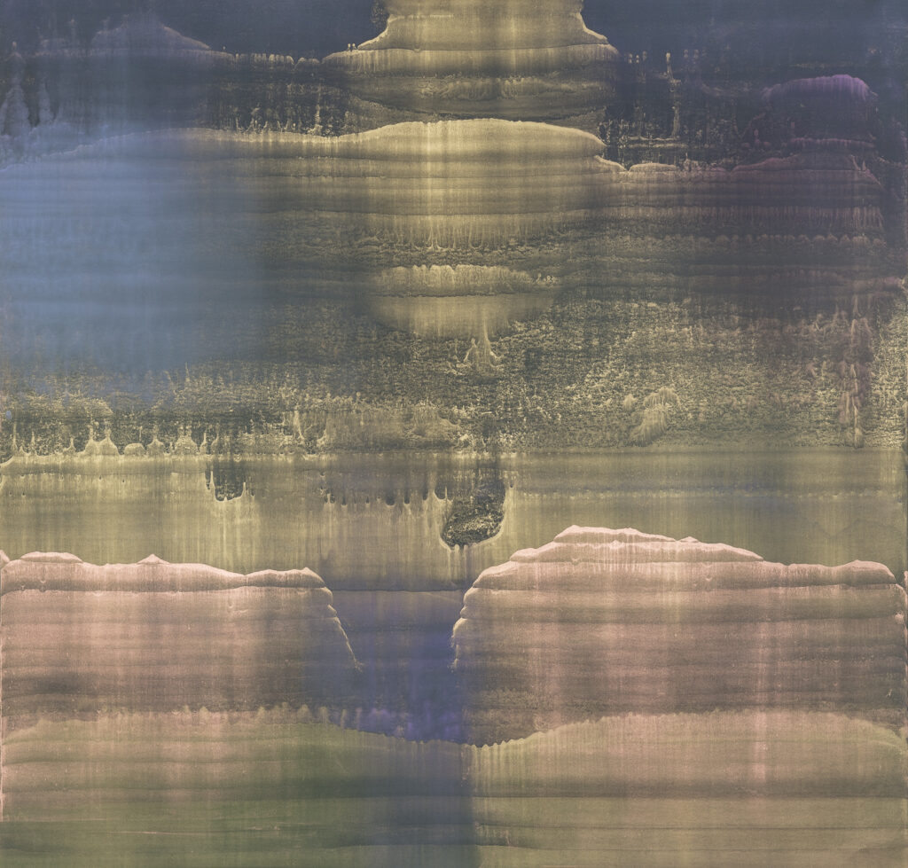 Little Himn, 2017 - Oil and bronze powder on sand paper mounted on canvas - Matteo Montani - courtesy of the artist