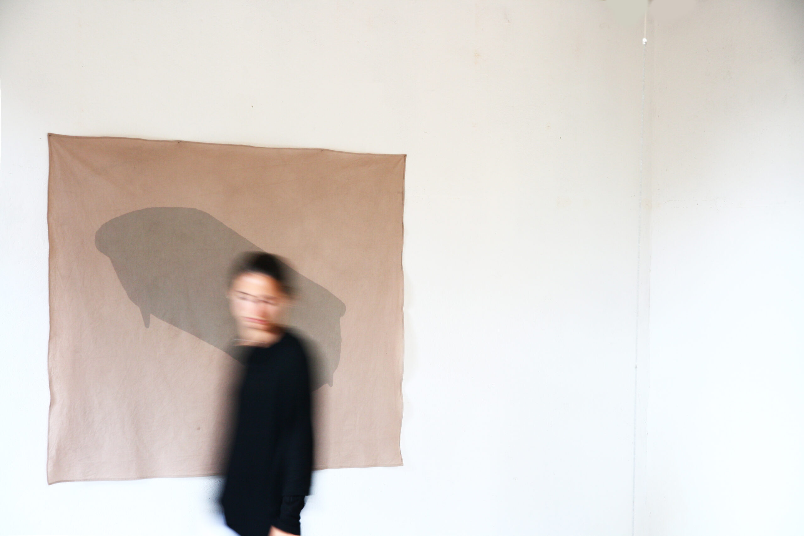 "La Fuite", Natural dyeing on cotton, 150 x 120 cm, Premio Piero Leddi, 2019 - Francesca Mussi - courtesy of the artist