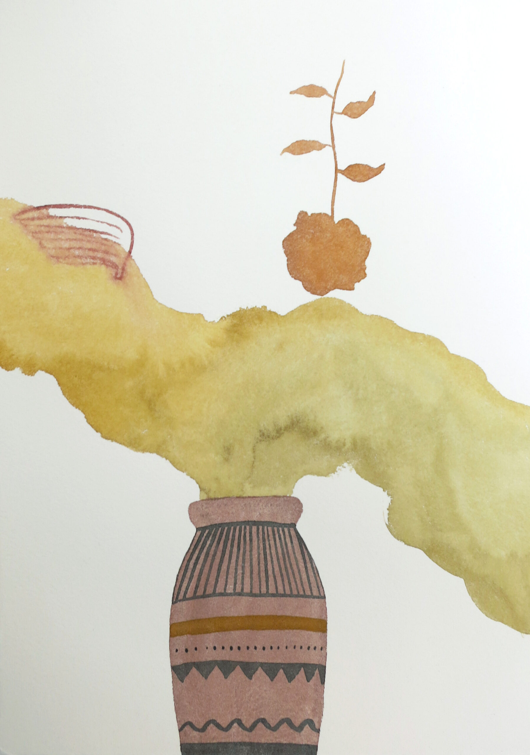 Vaso di Eleusi, acquarello su carta 50 x 35 cm, 2019 - Luca Rubegni - courtesy of the artist
