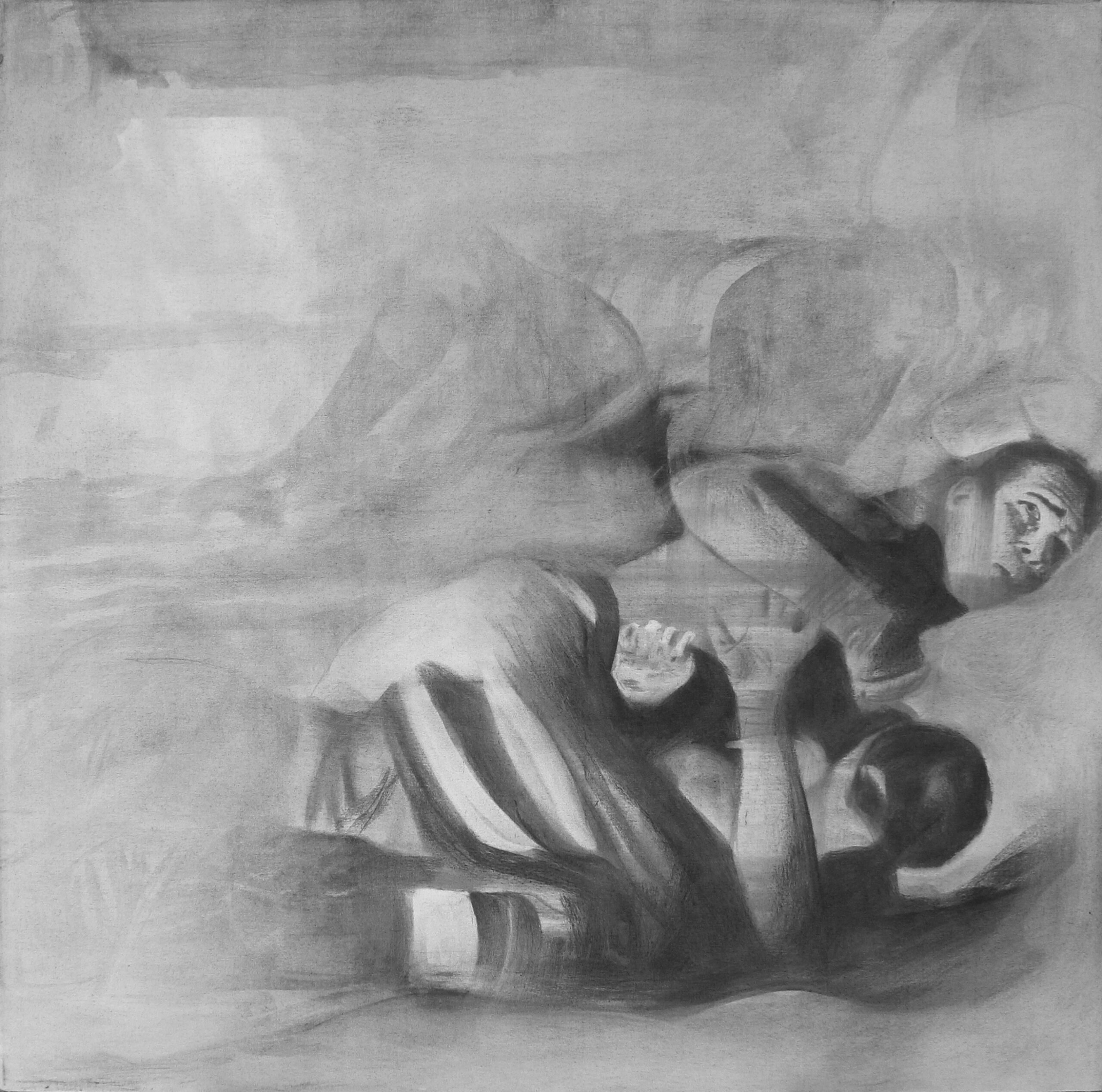 Ettore Pinelli - Altre tipologie di relazione (war_2) 2015 | fusaggine e vernici su tela 90x90 cm | Courtesy Collezione privata Scicli