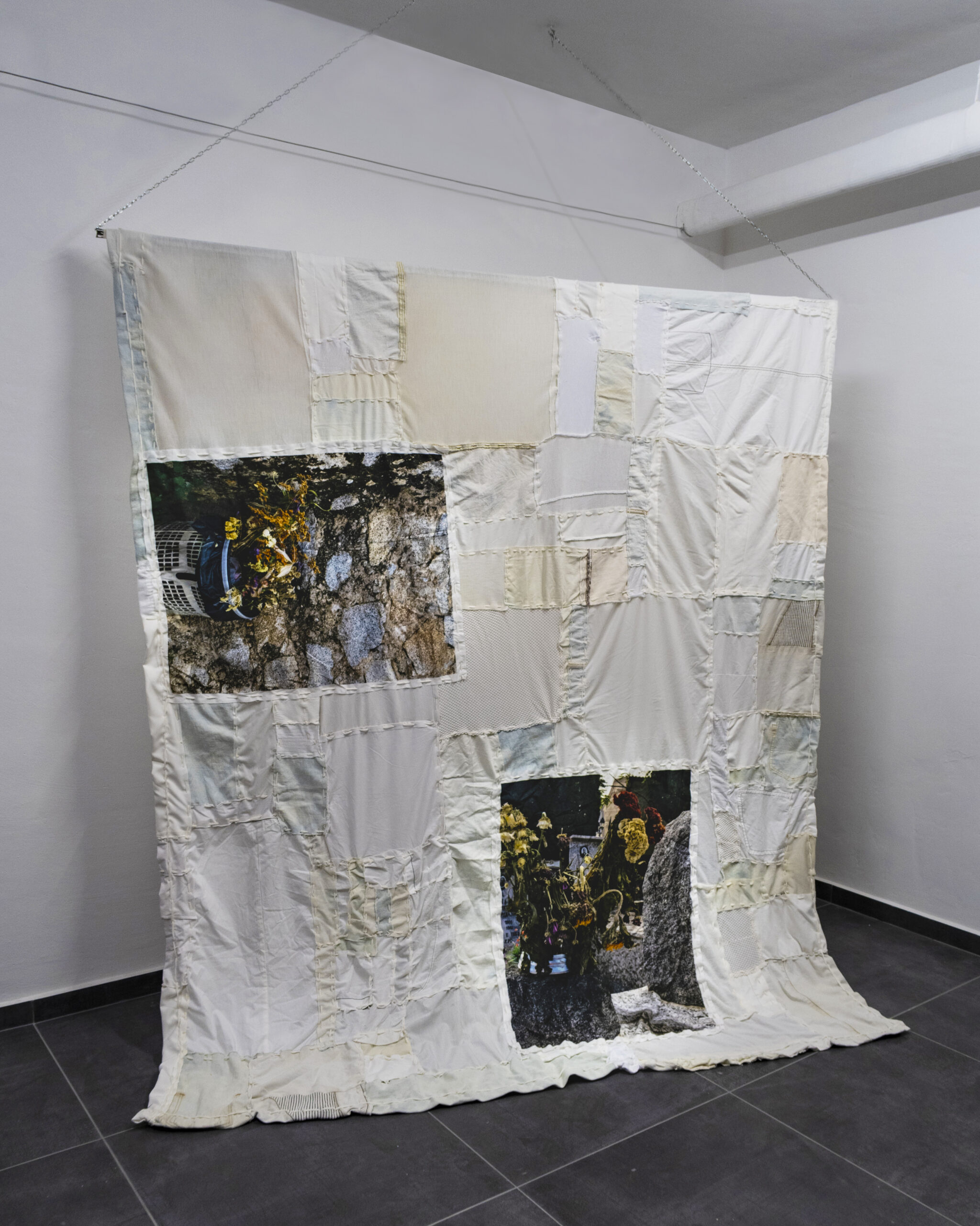 Parlami della caducità dei corpi, 2019/2020, stampa su cotone 125 g e tessuti vari - Marco Curiale - courtesy of the artist