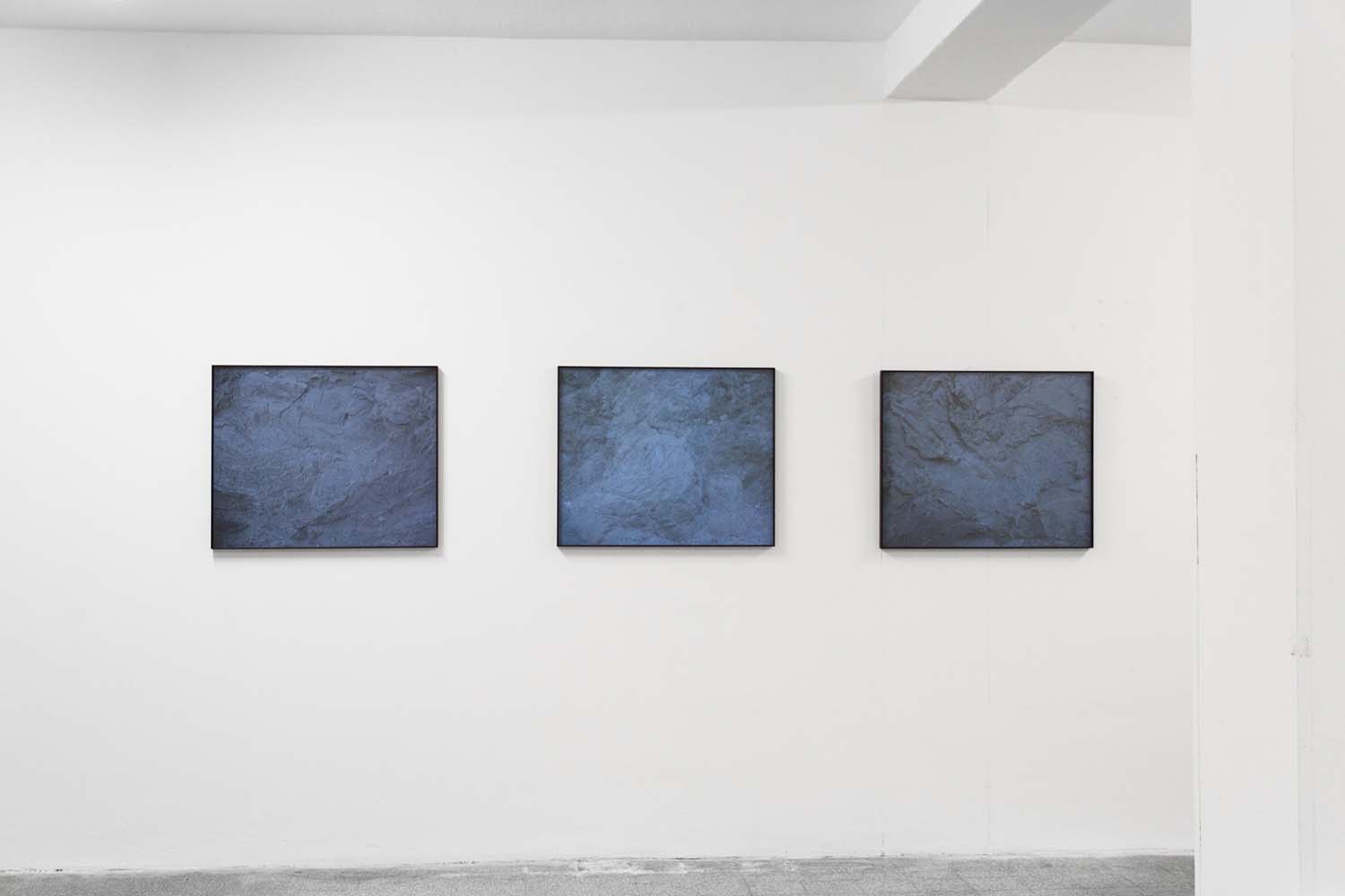 Indacoterra, exhibition view, 2019 Giclée prints, 70x85cm each; cyanotype on raw alabaster - Lidia Bianchi - courtesy of the artist