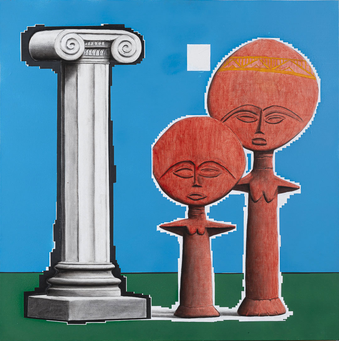 senza titolo (conversations) - acrilico spray, carboncino e arilico su tela - Alessandro Calizza - courtesy of the artist