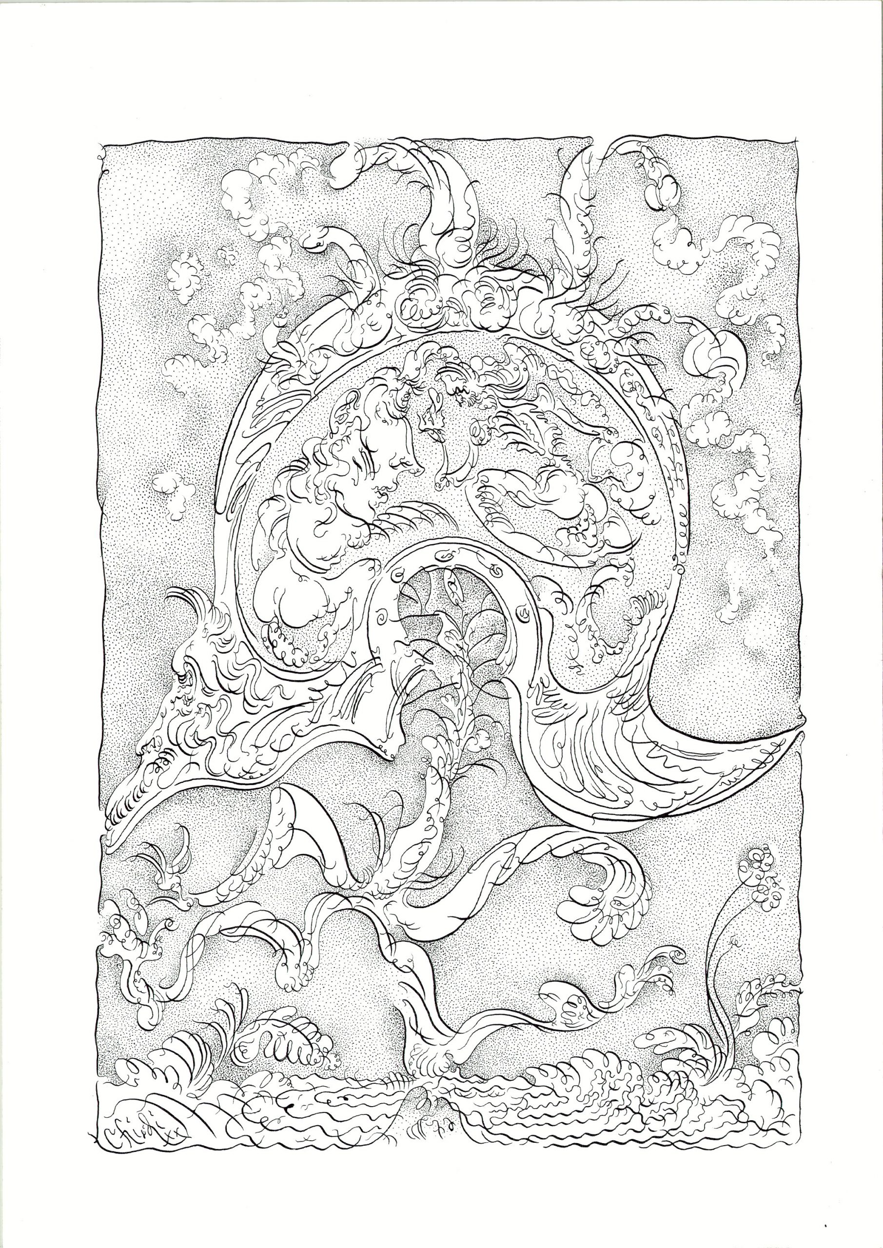 Umberto Chiodi, Elmo, china su carta, 51 x 36 cm, 2020 (courtesy dell'artista)